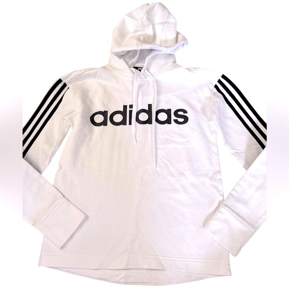 Adidas White Logo Hoodie – Size XS, 3-Stripe Sleeve - Picture 4 of 6